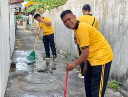 Jaga Kebersihan Lingkungan Kerja, Personel Polsek Belakang Padang Kompak Gelar Korve Bersama