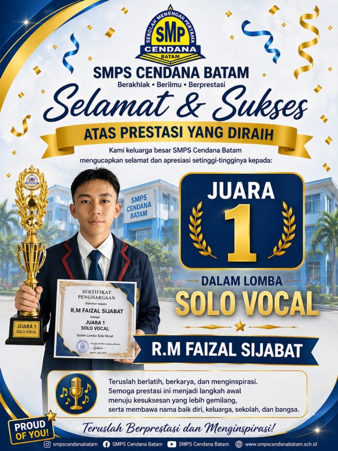 
					R.M Faisal Sijabat Juara 1 Solo Vocal Porseni Tahun 2026