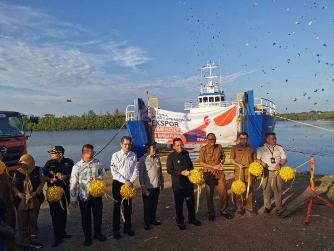 
					Pelepasan ekspor ayam hidup oleh Gubernur Kepri Ansar Ahmad (tengah) melalui Pelabuhan Sri Payung, Batu Enam, Tanjungpinang, Oktober 2025 lalu.