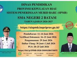 SMA Negeri 2 Batam Buka Pendaftaran PPDB 2026/2027, Ini Jadwal dan Jalurnya