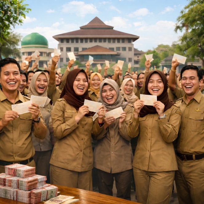 
					Ilustrasi PPPK menerima Gaji. (foto diolah dengan AI)