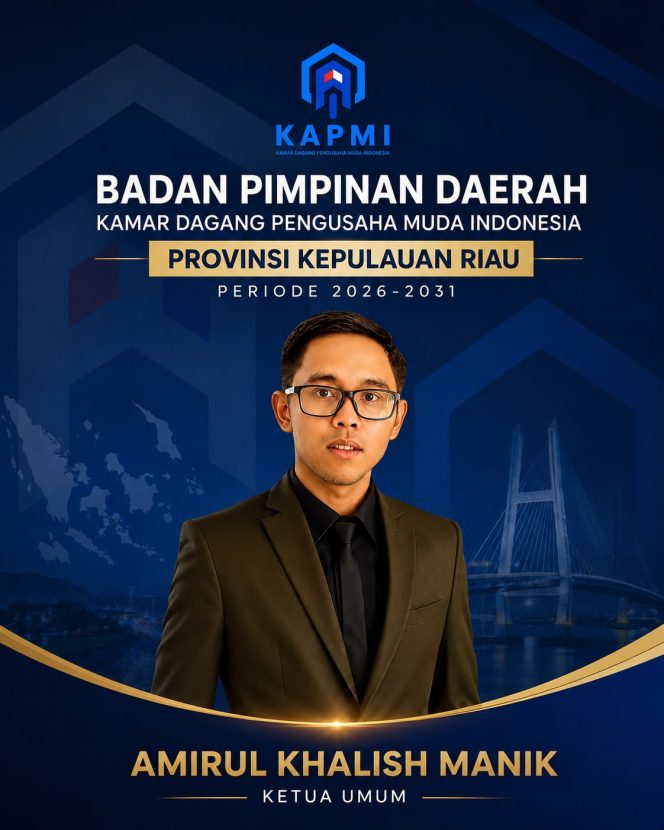 
					Amirul Khalish Manik Resmi Ditunjuk sebagai Ketua Umum BPD KAPMI Provinsi Kepulauan Riau 2026-2031