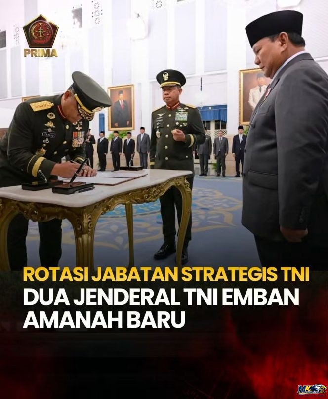 
					Rotasi Jabatan Strategis TNI, Presiden Prabowo lantik Maruli Simanjuntak jadi Wakil Panglima TNI dan Tandyo Budi jadi KSAD di Istana Merdeka Jakarta.