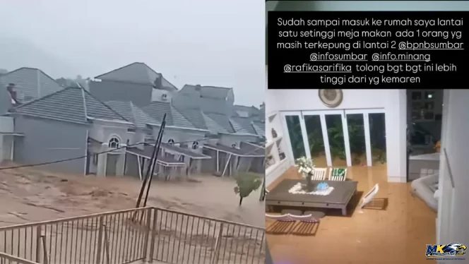
					Padang Diterjang Banjir Bandang Dahsyat, Arus Deras Robohkan Pagar Kompleks