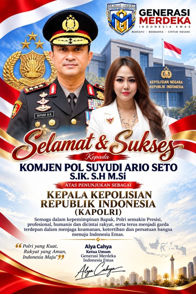 
					Ketua Umum Generasi Merdeka Indonesia Emas Ucapkan Selamat kepada Suyudi Ario Seto sebagai Kapolri
